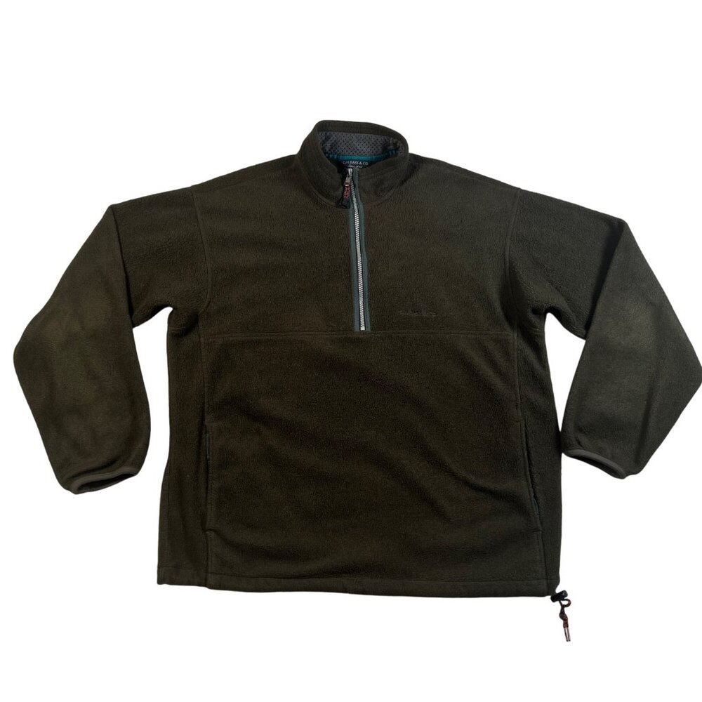 G.H.Bass Sweater Men's Long Sleeve 1/4 Zip Pullover Pockets Green Large